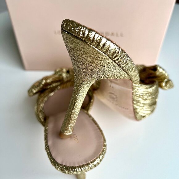 LOEFFLER RANDALL Claudia Pleated Skinny Heel Mule in Oro (gold)  size 11. - Picture 4 of 11